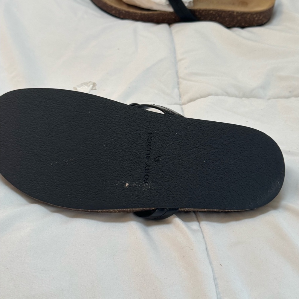 Tory Burch Black and Brown Sandals with Cork Footbed - Picture 5 of 6
